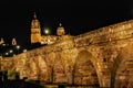 Roman Bridge and cathedrals of Salamanca, Salamanca Spain. Royalty Free Stock Photo
