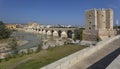 Roman Bridge over Guadalquivir river with Great Mosque in Cordoba, Spain Royalty Free Stock Photo