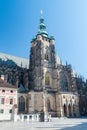Roman Catholic metropolitan Cathedral of Saints Vitus. The main tower and the Golden Gate in Prague, Czech Republic Royalty Free Stock Photo