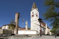 Church of Spitz an der Donau & Fountain, Wachau, Niederosterreich, Austria Royalty Free Stock Photo