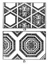 Roman Ceiling Panels, A coffer in architecture, vintage engraving