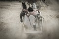 Roman chariot in a fight of gladiators, bloody circus Royalty Free Stock Photo