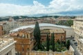 Roman Cityscape, Panaroma viewed from the top of Saint Peter\'s square basilica, Gardens of Vatican City Royalty Free Stock Photo