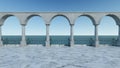 Roman clear 3D render design classic relax romantic classic sea view terrace romantic anceint style