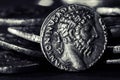 Roman Coin Marcus Aurelius, Elephant, Silver Coin Royalty Free Stock Photo