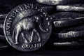 Roman Coin Marcus Aurelius, Elephant, Silver Coin Royalty Free Stock Photo