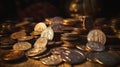 Roman Coins Treasure. Pile of Roman Coins