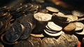 Roman Coins Treasure. Pile of Roman Coins