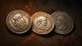 Roman Coins Treasure. Pile Roman Coins