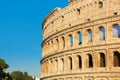 Roman Coliseum, summer view without people. Colosseum or Coliseum near the Forum Romanum in Rome. Italy Royalty Free Stock Photo