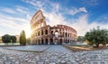 Roman Coliseum at sunset, summer view with no people, Italy Royalty Free Stock Photo