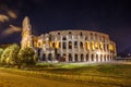 Roman Colosseum Coliseum at night, one of the main travel attr Royalty Free Stock Photo