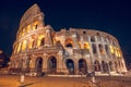 Roman Colosseum Coliseum at night, one of the main travel attr Royalty Free Stock Photo