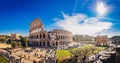 The Roman Colosseum Coloseum in Rome, Italy wide panoramic vie