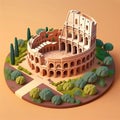 Roman Colosseum isometric 3d render