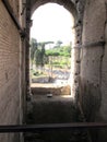 Roman Colosseum Partial view from one of the windows of the ancient amphitheater on a beautiful sunny day Rome Italy Royalty Free Stock Photo