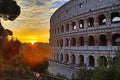 The Roman Colosseum at sunrise , Rome