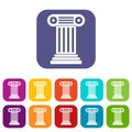 Roman column icons set Royalty Free Stock Photo