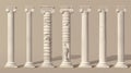Roman column made of white clay. Realistic 3d modern illustration of Greek stone pillar. Antique marble colonnade for