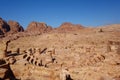 Roman columns of the Great temple complex in Petra Rose City, Jordan. The city of Petra was lost for over 1000 years. Now one of Royalty Free Stock Photo