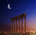 Roman columns at Heliopolis, Baalbeck, Lebanon Royalty Free Stock Photo