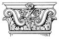 Roman-Corinthian Pilaster Capital, sides, vintage engraving