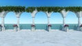 Roman 3D render design classic relax romantic classic sea view terrace romantic anceint style front view