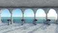 Roman 3D render sea view anceint style relax place