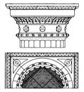 Roman-Doric Capital, an antique design, vintage engraving