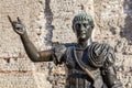 Roman emperor Trajan bronze statue at London Wall