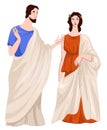 Roman empire, man and woman in clothes vector Royalty Free Stock Photo