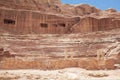 Roman-era amphitheater carved into the pink sandstone at Petra, Jordan Royalty Free Stock Photo