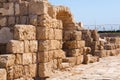 Roman falled stone wall with door in caesarea Archaeological sit Royalty Free Stock Photo