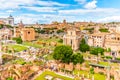 Roman Forum, Latin Forum Romanum, most important cenre in ancient Rome, Italy. Aerial view from Palatine Hill Royalty Free Stock Photo
