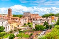 Roman Forum, Latin Forum Romanum, most important cenre in ancient Rome, Italy. Aerial view from Palatine Hill Royalty Free Stock Photo