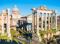 Roman Forum in Rome centre in Italy with Septimus Severus arch Royalty Free Stock Photo