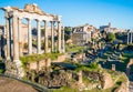 Roman Forum in Rome city centre in Italy with ancient ruins and columns Royalty Free Stock Photo