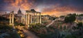 The Roman Forum in Rome at dusk Royalty Free Stock Photo