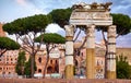 Roman Forum in Rome Italy. Antique structures with columns Royalty Free Stock Photo