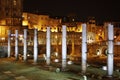 Roman forum ruins in night Royalty Free Stock Photo