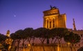 Roman Forum Ruins at Night. Ancient Government Buildings in the Center of Rome, Royalty Free Stock Photo