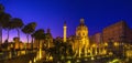 Roman Forum Ruins at Night. Ancient Government Buildings in the Center of Rome, Royalty Free Stock Photo