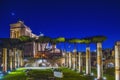 Roman Forum Ruins at Night. Ancient Government Buildings in the Center of Rome, Royalty Free Stock Photo