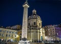 Roman Forum Ruins at Night. Ancient Government Buildings in the Center of Rome Royalty Free Stock Photo