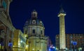 Roman Forum Ruins at Night. Ancient Government Buildings in the Center of Rome Royalty Free Stock Photo