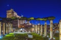 Roman Forum Ruins at Night. Ancient Government Buildings in the Center of Rome, Royalty Free Stock Photo