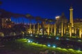 Roman Forum Ruins at Night. Ancient Government Buildings in the Center of Rome, Royalty Free Stock Photo