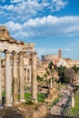 Roman Forum at sunset in Rome, Italy. Royalty Free Stock Photo