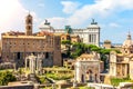 Roman Forum, view on the Tabularium, the Temple of Castor and Pollux, the Arch of Septimius Severus, the Temple of Saturn, the Tem