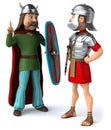 Roman and Gaul - 3D Illustration Royalty Free Stock Photo